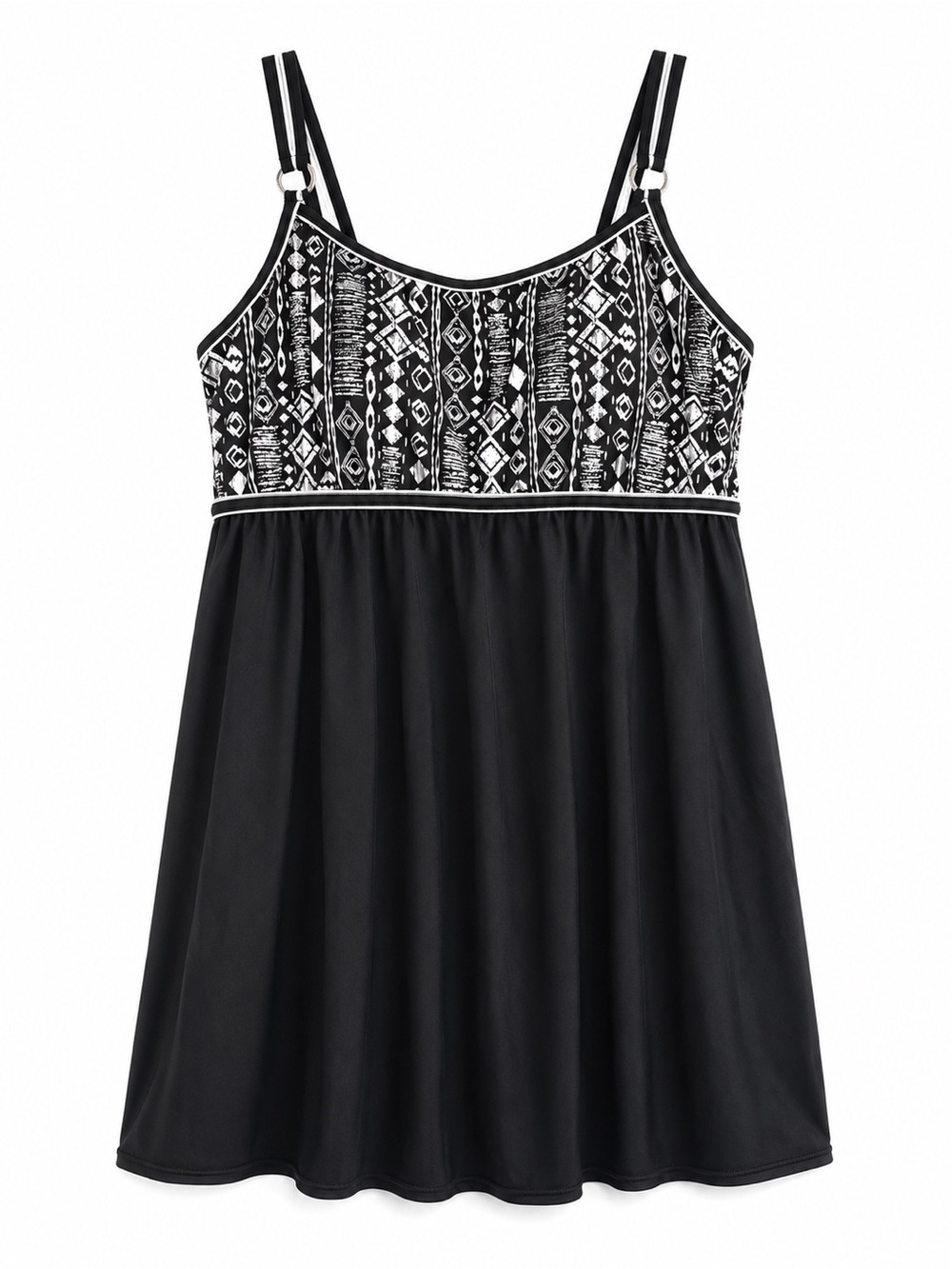 Avenue Women’s Black & White Geometric Print Swimdress. Size: 24W